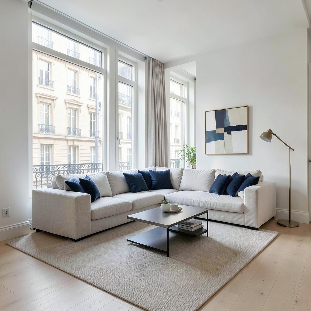 Salon lumineux d'un appartement mis en location